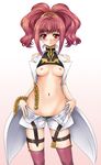  anya_alstreim blush breasts code_geass knights_of_the_round_uniform medium_breasts red_hair shirt_lift solo thighhighs topless undressing yoshida_inuhito 