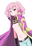  anya_alstreim bad_id bad_pixiv_id breasts cape code_geass gloves hairband ica knights_of_the_round_uniform navel nipples pink_eyes pink_hair shirt_lift shorts small_breasts solo 