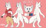  absurd_res anthro arctic_fox black_nose black_pawpads black_tongue blue_eyes canid canine clothed clothing colored fox fur hi_res male mammal model_sheet nude pawpads paws rusatus simple_background solo tongue velric_olrand white_body white_fur 