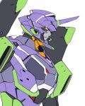  ban eva_01 from_side highres horn looking_to_the_side mecha neon_genesis_evangelion no_humans redesign solo super_robot white_background white_eyes 