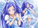  :d bangs blue_dress blue_eyes blue_hair bracelet breasts choker closed_mouth collarbone covered_nipples cure_diamond dokidoki!_precure dress earrings hanzou heart high_ponytail jewelry layered_dress leg_up long_hair looking_at_viewer multiple_views open_mouth outstretched_arms outstretched_hand parted_bangs precure shiny shiny_hair short_dress short_sleeves small_breasts smile solo sparkle standing standing_on_one_leg very_long_hair 