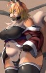  ahoge anthro belly big_breasts black_nose blonde_hair blue_eyes blush breasts brown_background camel_toe canid canine cheek_tuft chest_tuft clothed clothing collar countershading curvy_figure cute_fangs dipstick_ears dipstick_tail facial_tuft female fluffy fluffy_tail fox fur genitals gloves_(marking) hair huge_breasts kemono kemosara legwear looking_at_viewer mammal markings multicolored_body multicolored_ears multicolored_fur multicolored_hair multicolored_tail navel obi open_mouth orange_body orange_fur orange_hair plump_camel_toe pussy robe simple_background slightly_chubby solo standing tan_body tan_countershading tan_fur thick_thighs thigh_highs translucent tuft two_tone_hair voluptuous wide_hips 