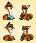  anthro bad_guy_cafe black_body black_fur blue_eyes breasts crossgender erection eyewear female foxoon fur genitals glasses group heterochromia hi_res kiro_(kiroyal) male orange_body orange_fur penis pussy stripes yellow_eyes ziegelzeig 