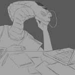  1:1 agent_torque anthro calculator claws clothed clothing computer female forked_tongue hand_on_face hand_on_head laptop monochrome naga paper pencil_(object) reptile scalie serpentine simple_background snake snake_hood solo taxes thinking tongue tongue_out topwear unknown_artist video_games viper_(x-com) x-com x-com:_chimera_squad 