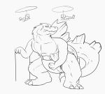  aircraft big_tail bodily_fluids building caught diaper embarrassed fangs godzilla godzilla_(series) helicopter hiding humiliation humor infantilism kaiju looking_up monochrome public_humiliation reptile scales scalie shironfan simple_background sweat sweatdrop toho 
