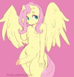 anthro anthrofied balls big_penis blue_eyes breasts crossgender equid equine erection feathered_wings feathers fluttershy_(mlp) friendship_is_magic ftg_crossgender fti_crossgender genitals glans gynomorph hair hand_on_face hand_on_thigh hi_res humanoid_genitalia humanoid_penis intersex mammal my_little_pony nipples pegasus penis pink_background pink_hair portrait rainbowsprinklesart simple_background small_breasts solo spread_wings thick_thighs three-quarter_portrait wide_hips wings yellow_body yellow_feathers 