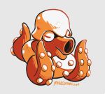  beta_pokemon commentary english_commentary full_body mike_luckas monochrome no_humans octillery_(prototype) octopus pokemon pokemon_(game) pokemon_gsc pokemon_gsc_beta prototype red_theme signature simple_background solo white_background 