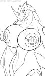  3:5 absurd_res angela-45 anthro armor bedroom_eyes big_breasts breasts cyber_dragon dragon female fingering hi_res huge_breasts large_areolas line_art lips living_machine machine monochrome narrowed_eyes nipple_fetish nipple_fingering nipple_play nipples nude reptilligator seductive seductive_eyes solo tail_blade thick_lips 