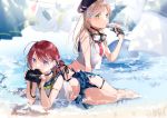  2girls beach camera miwano_ragu original school_uniform water 