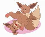  anus brown_body brown_eyes duo eevee female female/female feral genitals nintendo pok&eacute;mon pok&eacute;mon_(species) pussy simple_background tongue toyfluff video_games white_background 