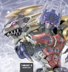  beast_wars beast_wars_ii cover cover_page doujin_cover glowing glowing_eyes kuramochi_kyouryuu lio_convoy lion looking_at_viewer maximal mecha pink_eyes pointing pointing_at_viewer robot solo transformers 