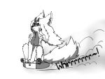  4:3 alexis_kawatta anthro female fur grey_body grey_fur horn island_(species) kawattame meme monochrome roomba solo text tongue tongue_out white_body white_fur 