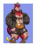  anthro bulge clothing cthugha_(tas) dragon hi_res kartos male muscular one_eye_closed pecs solo underwear wink 