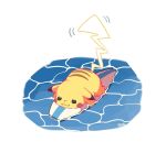  afloat ban_(ban62460424) black_eyes closed_mouth commentary_request creature full_body gen_1_pokemon gigantamax gigantamax_pikachu no_humans pikachu pokemon pokemon_(creature) signature smile solo surfboard surfing_pikachu water 