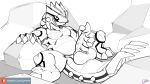  16:9 balls black_markings claws erection feral finger_claws genitals grin groudon holding_penis lapatte legendary_pok&eacute;mon line_art lying male markings monochrome nintendo on_back patreon penis pok&eacute;mon pok&eacute;mon_(species) presenting presenting_balls presenting_penis ridged_penis rock semi-anthro smile solo spikes spread_legs spreading tail_claws toe_claws video_games widescreen 