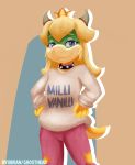  anthro clothing collar female hi_res hyubran koopa mario_bros milli_vanilli nintendo princess_koopa princess_peach scalie simple_background solo spiked_collar spikes video_games 