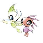 beta_pokemon blue_eyes celebi commentary creature english_commentary full_body gen_2_pokemon looking_at_another looking_at_viewer mitei12_(celebi) mythical_pokemon no_humans pokemon pokemon_(creature) pokemon_(game) pokemon_gsc pokemon_gsc_beta purple_eyes simple_background white_background 