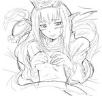  artist_request blush elf elvaan final_fantasy final_fantasy_xi greyscale lying monochrome pointy_ears prishe solo 