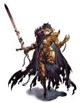  1boy armor black_hair cape chain chained chained_wrists full_armor gauntlets greatsword greaves highres holding holding_sword holding_weapon huge_weapon mask official_art short_hair sterne_leonis sword tattered_cape war_of_the_visions:_final_fantasy_brave_exvius weapon 