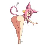  1:1 animal_humanoid bent_over blazblue breasts butt cat_humanoid felid felid_humanoid feline feline_humanoid female full-length_portrait genitals hair hi_res humanoid kokonoe mammal mammal_humanoid nude pink_hair portrait presenting presenting_hindquarters pussy raised_tail rear_view side_boob simple_background solo steeckykees video_games white_background 