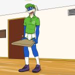  1:1 anthro anthrofied baseball_cap briefs bulge clothed clothing delivery_(commerce) food_delivery footwear furgonomics fuze greninja hat headgear headwear hi_res legwear male nintendo pizza_box pizza_delivery pok&eacute;mon pok&eacute;mon_(species) polo_shirt shirt shoes socks solo topwear underwear video_games 