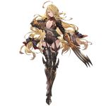  blonde_hair bodysuit boots breasts center_opening claw_(weapon) cleavage curly_hair granblue_fantasy hair_over_one_eye high_heel_boots high_heels large_breasts long_hair looking_at_viewer official_art predator_(granblue_fantasy) weapon 