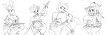  anthro armor avian big_breasts bird black_and_white bow braided_hair breasts buckteeth canid canine chochi cleavage clothed clothing domestic_pig female flower fox group hair hat headgear headwear hi_res lagomorph leporid magic_user magic_wand mammal melee_weapon monochrome nipple_bump plant polearm pouch_(disambiguation) rabbit shield sketch skimpy spear suid suina sus_(pig) sword teeth thick_thighs unconvincing_armor weapon witch_hat 