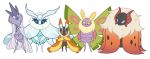  anthro blue_eyes dustox frosmoth gen_1_pokemon gen_3_pokemon gen_4_pokemon gen_5_pokemon gen_8_pokemon highres insect_boy insect_girl mothim no_humans orange_eyes pokemon venomoth volcarona white_eyes yellow_eyes 