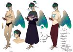  2017 absurd_res anthro avian beak bird black_hair blue_beak blue_body blue_claws blue_feathers blue_nails blue_wings bottomwear bra breasts claws clothed clothing colored_nails feathers female green_body green_feathers green_hair green_wings grey_eyes hair hi-ku hi_res hiku_(hi-ku) holding_object humanoid hybrid looking_away mammal model_sheet multicolored_hair nails navel owl panties pants partially_clothed russian_text shirt short_hair signature simple_background skirt solo standing star stylus tablet talons text topwear two_tone_hair underwear white_background white_body white_skin wings 