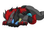  alpha_channel ambiguous_gender anthro black_body black_fur blue_body blue_eyes blue_fur breast_smother breasts claws domination duo female female/ambiguous female_domination female_on_top fur grey_body grey_fur hair licking licking_lips lucario lying nintendo on_top pinned pok&eacute;mon pok&eacute;mon_(species) red_body red_fur restluck simple_background smothering tongue tongue_out transparent_background video_games zoroark 