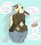  big_butt blush bottomwear breasts butt butt_focus clothing domestic_ferret english_text female female_pred lagomorph leporid mammal muffin_(themuffinly) mustela mustelid musteline pants rabbit sentient_body_parts text themuffinly tight_bottomwear tight_clothing tight_pants vore 