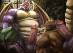  2020 absurd_res anthro archdemon balls barazoku big_penis bovid bovine brown_body brown_fur detailed_background dragon dragon_quest erection fur genitals group hi_res humanoid_genitalia humanoid_hands humanoid_penis kemono male male/male mammal muscular orc_(dragon_quest) overweight overweight_male penis square_enix suid suina sus_(pig) tongue tongue_out tor@ video_games wild_boar 