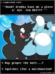  &lt;3 anthro big_butt bra butt butt_grab camel_toe clothing dongitos english_text felid female hair hand_on_butt male mammal open_mouth panties tem temmie_(undertale) text undertale underwear url video_games white_body 