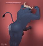  animal_genitalia animal_humanoid animal_penis anthro anus balls bovid bovid_humanoid bovine bovine_humanoid buffalo_(disambiguation) butt chief_bogo dialogue digital_media_(artwork) disney english_text equine_penis erection genitals hi_res horn humanoid looking_at_viewer looking_back male mammal mammal_humanoid muscular nipples nude on_wall penis rear_view sex simple_background smile solo speech_bubble text vox_glass zootopia 