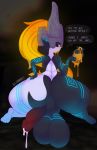  absurd_res anthro balls big_butt bodily_fluids breasts butt cum english_text genital_fluids genitals herm hi_res huge_thighs intersex looking_back midna nintendo penis saggy_balls solo text the_legend_of_zelda thick_thighs thought_bubble twilight_princess video_games whoop 
