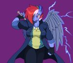  anthro anthro_pony coat_cape crossover cybernetics devil_may_cry_5 droll3 equid equine female friendship_is_magic holding_object holding_weapon horse machine mammal my_little_pony nero_(devil_may_cry) pony rainbow_dash_(mlp) solo sparkles weapon 