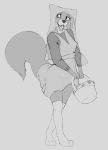  absurd_res anthro bra canid canine clothing disney female fox graboiidz hi_res legwear maid_marian mammal monochrome panties robin_hood_(disney) socks solo underwear 