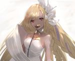  absurdres blonde_hair dark_skin eyebrows granblue_fantasy helel_ben_sahar_(granblue_fantasy) highres long_braid long_hair looking_at_viewer nakonbu pacifier red_eyes 