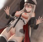 1boy 1girl azur_lane between_breasts black_coat black_legwear black_neckwear blurry blurry_background blush breasts censored closed_eyes closed_mouth clothed_sex coat commentary dutch_angle english_commentary enterprise_(azur_lane) eyebrows_visible_through_hair ginhaha hair_between_eyes hat hetero highres hug hug_from_behind large_breasts long_hair military military_hat military_uniform mosaic_censoring necktie necktie_between_breasts nipples off_shoulder palms peaked_cap penis pussy shirt shirt_pull silhouette silver_hair smile solo_focus straight_hair thigh_sex thighhighs thighs uniform white_headwear white_shirt 
