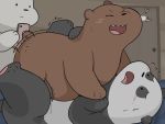  &lt;3 4:3 anthro blush bodily_fluids brown_bear brown_body brown_fur cartoon_network cellphone fur giant_panda grizzly_(wbb) grizzly_bear group ice_bear male male/male mammal panda_(wbb) phone polar_bear sex sweat technical_incest teeth ursid ursine we_bare_bears yatosuke 