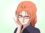  1girl double-master glasses gundam gundam_unicorn high_collar long_hair looking_at_viewer marida_cruz open_mouth orange_hair solo 