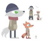  2020 absurd_res anthro brown_body brown_fur canid canine canis clothed clothing disney fan_character fox fully_clothed fur grey_body grey_fur group hi_res mammal melody_micely_(zootopia) missing_arm mouse murid murine night_in_the_woods red_fox rodent rosie_(zootopia) simple_background stan_(zhan) style_parody video_games white_background wolf zhan zootopia 