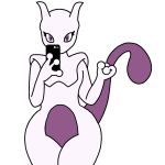  anthro curvaceous curvy_figure digital_media_(artwork) enderbendr female female/female huge_thighs legendary_pok&eacute;mon looking_at_viewer male mewtwo nintendo phone pok&eacute;mon pok&eacute;mon_(species) simple_background solo thick_thighs video_games voluptuous white_background 