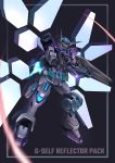  absurdres afterimage beam_rifle brayanong999 character_name clenched_hand energy_gun g-self grey_background gun gundam gundam_g_no_reconguista highres holding holding_gun holding_weapon mecha mechanical_wings no_humans solo weapon wings 