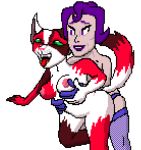  anthro calico_cat dildo doggy_(disambiguation) domestic_cat felid feline felis female female/female gamma_whoosh human mammal mottled nintendo on piebald pok&eacute;mon sex_toy strapon straps sucubus video_games 