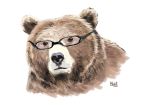  2013 black_nose brown_body brown_fur eyewear feral fur glasses hi_res mammal multicolored_body multicolored_fur nat10730 portrait simple_background solo two_tone_body two_tone_fur ursid white_background white_body white_fur 