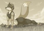  anthro big_bulge big_butt building bulge butt canid canine canis city city_crushing clothing destruction eyes_closed fluffy fluffy_tail macro male mammal micro midriff mkvero monochrome outside pawpads paws solo thick_thighs topwear upward_dog vero_(mkvero) wolf yoga yoga_pants 