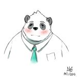  2013 anthro black_body black_fur black_nose blush clothing fur giant_panda male mammal nat10730 necktie overweight overweight_male shirt simple_background solo topwear ursid white_background white_body white_fur 