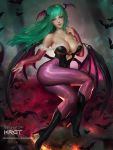  big_breasts breasts capcom chiropteran darkstalkers demon female green_hair hair humanoid long_hair looking_at_viewer mammal morrigan_aensland not_furry shurakrgt solo_focus thick_thighs video_games winged_humanoid wings 