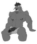  anthro bison bojack_horseman bovid bovine boxers_(clothing) clothed clothing colored_sketch ear_piercing ear_ring erect_nipples front_view genitals greyscale guy_(bojack_horseman) half-erect hi_res horn humanoid_genitalia humanoid_penis littlefahita looking_at_viewer male mammal monochrome musclegut muscular muscular_male netflix nipples penis piercing poking_out portrait sitting solo three-quarter_portrait topless underwear 